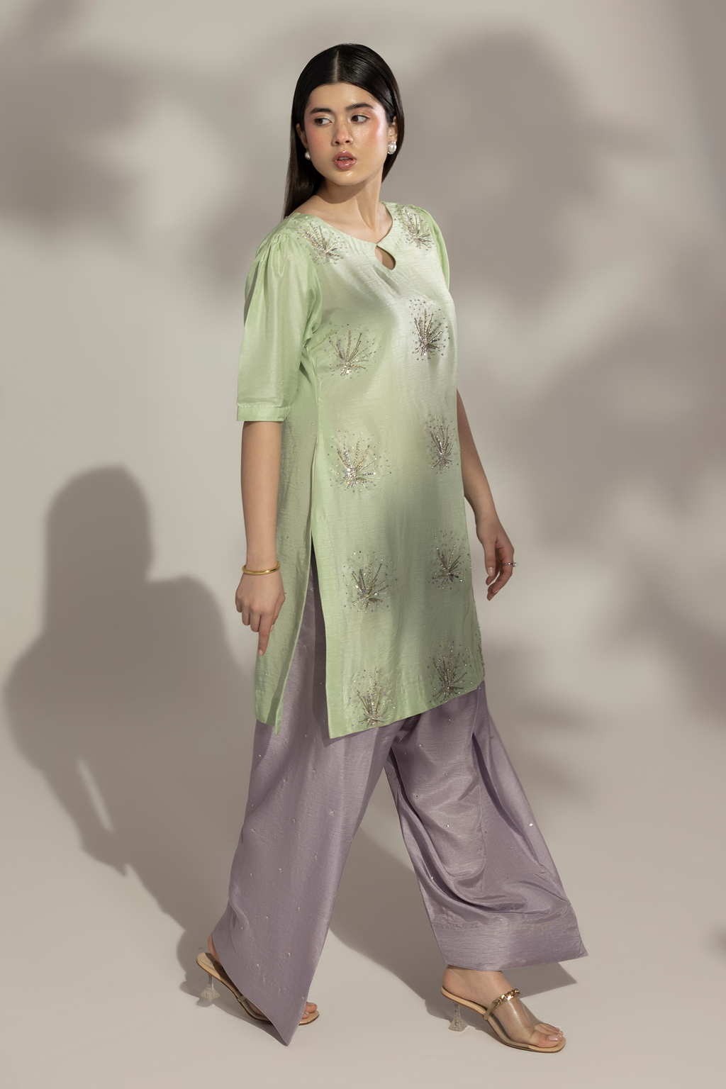 Star Burst - Hand Embellished 2 Piece Raw Silk