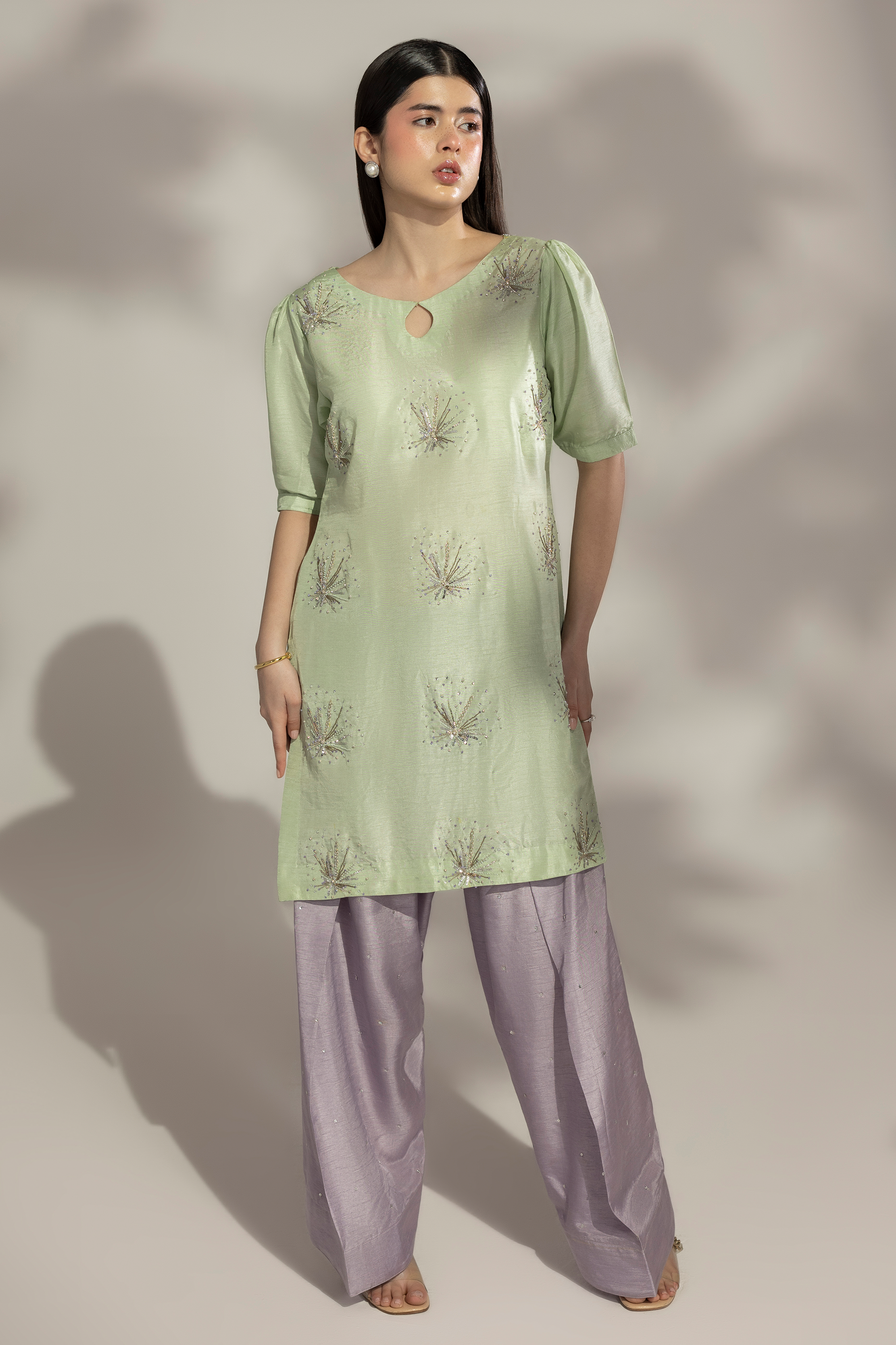 Star Burst - Hand Embellished 2 Piece Raw Silk