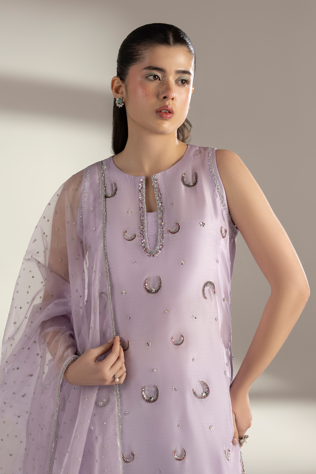 Lilac Moon - Embroidered Raw silk 3 piece