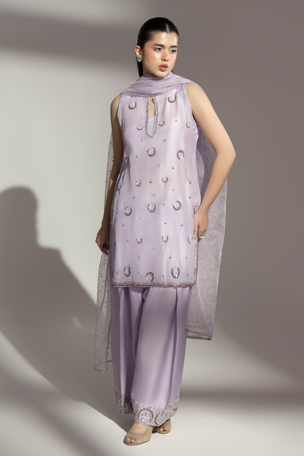 Lilac Moon - Embroidered Raw silk 3 piece